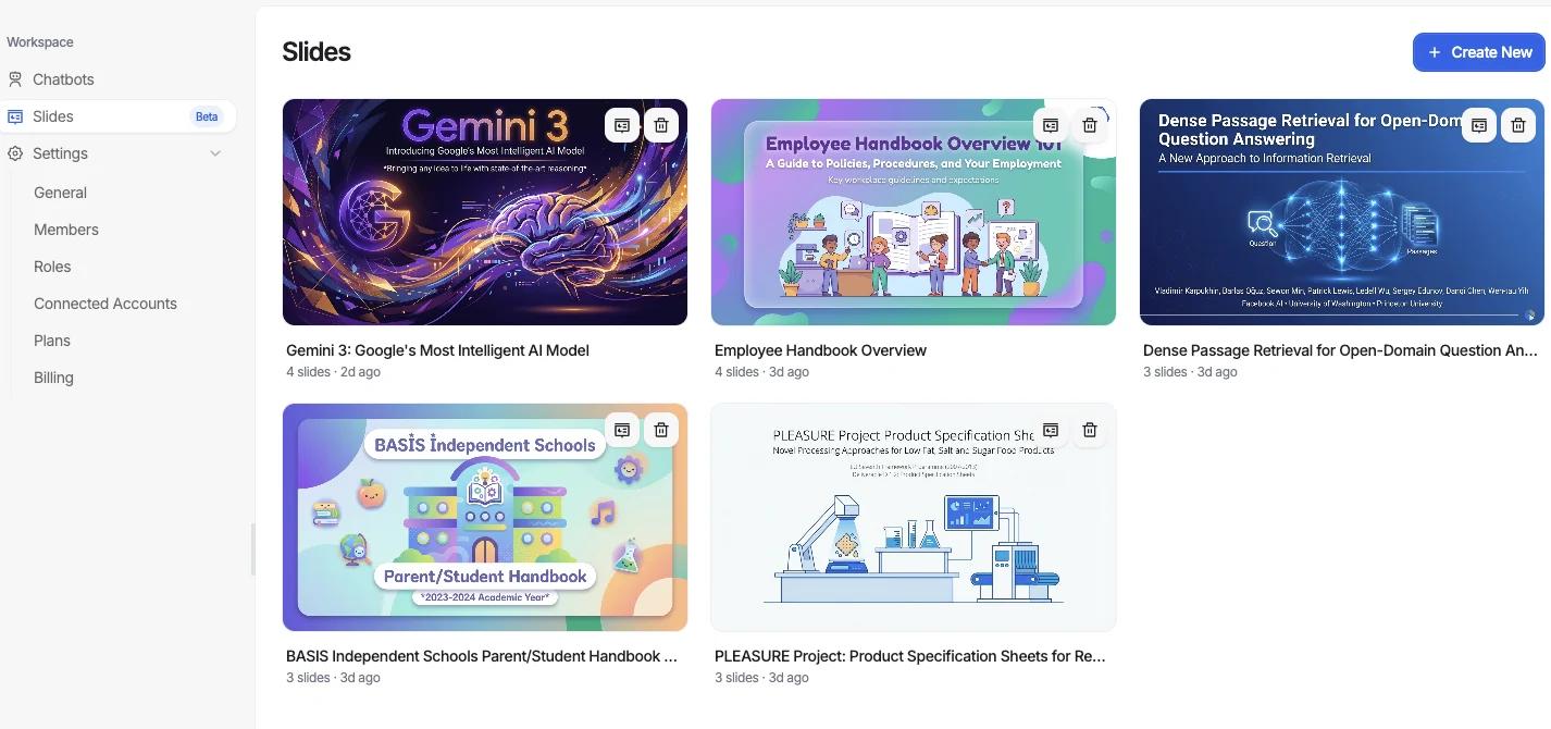 Denser AI Slides interface