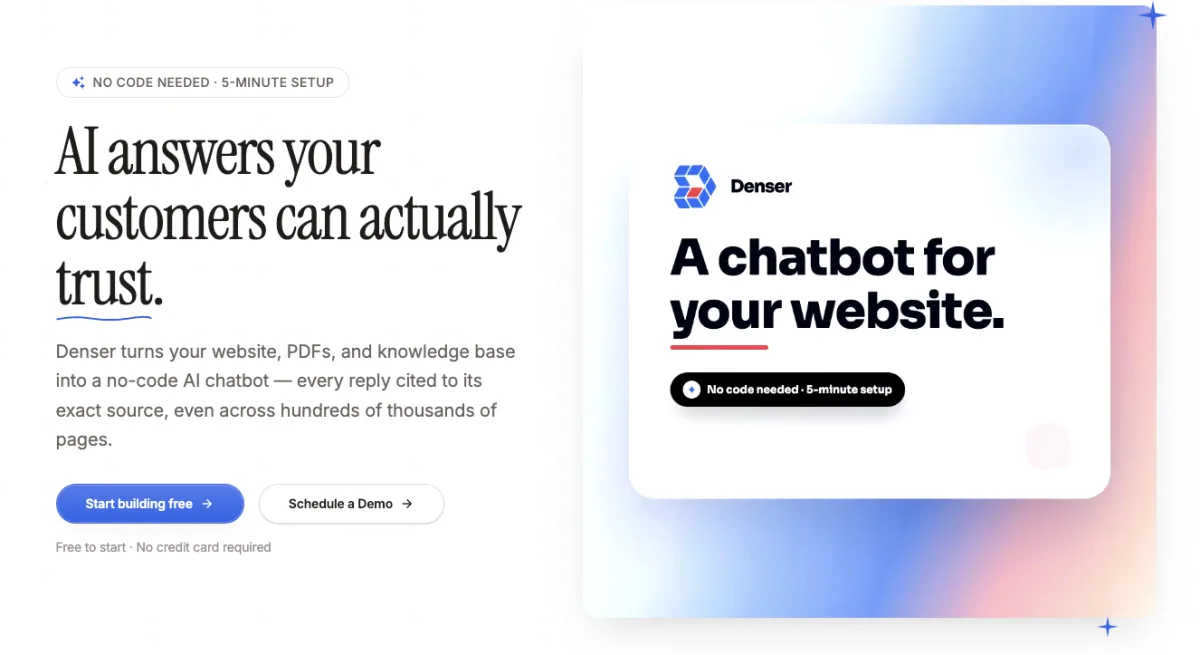 Denser website chatbot