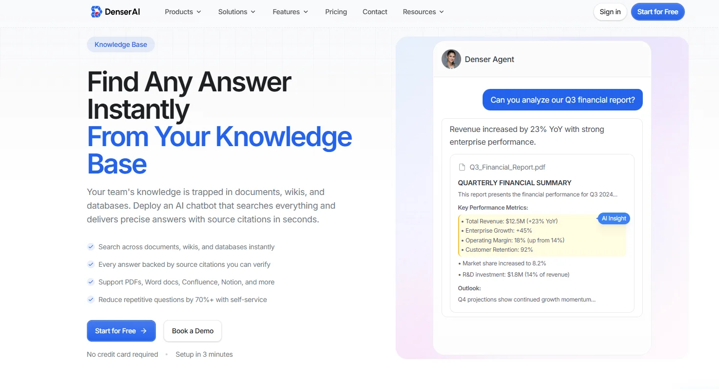 Denser knowledge base chatbot