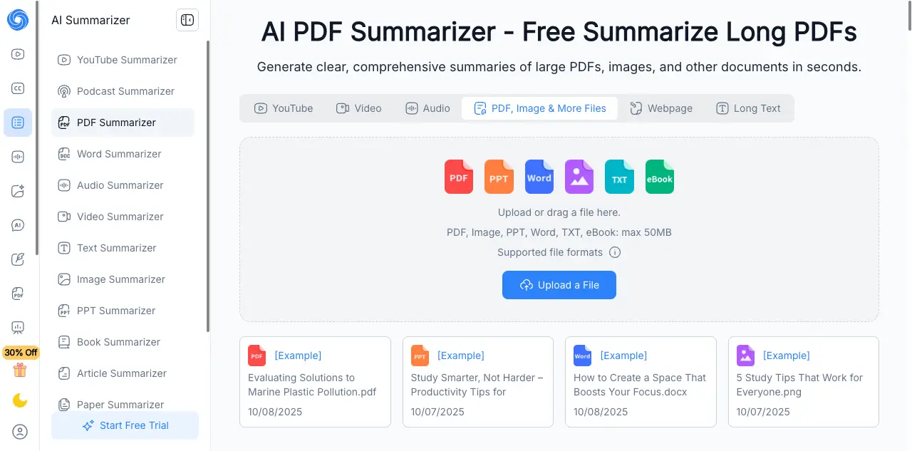 NoteGPT mind map PDF summary visualization