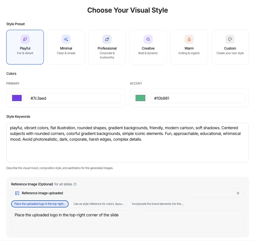 Select visual style for AI slides