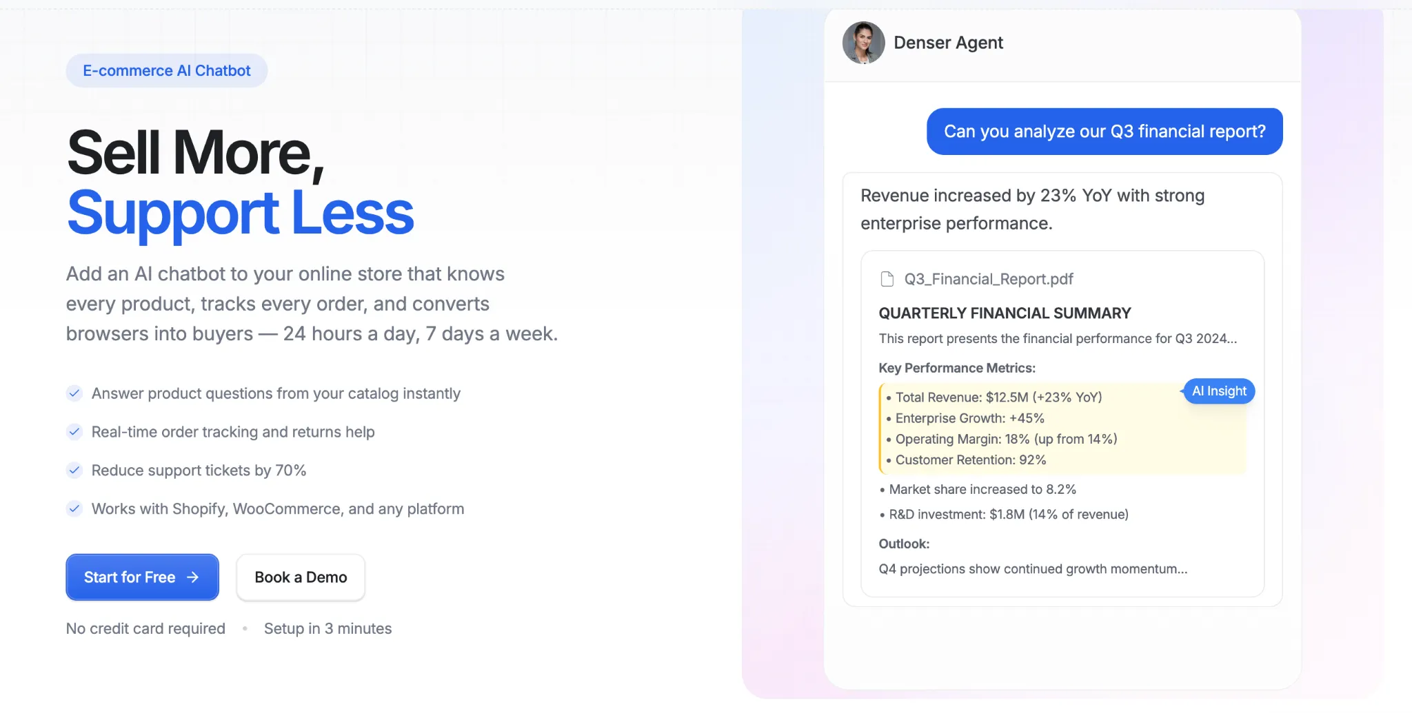 Denser AI ecommerce platform integration
