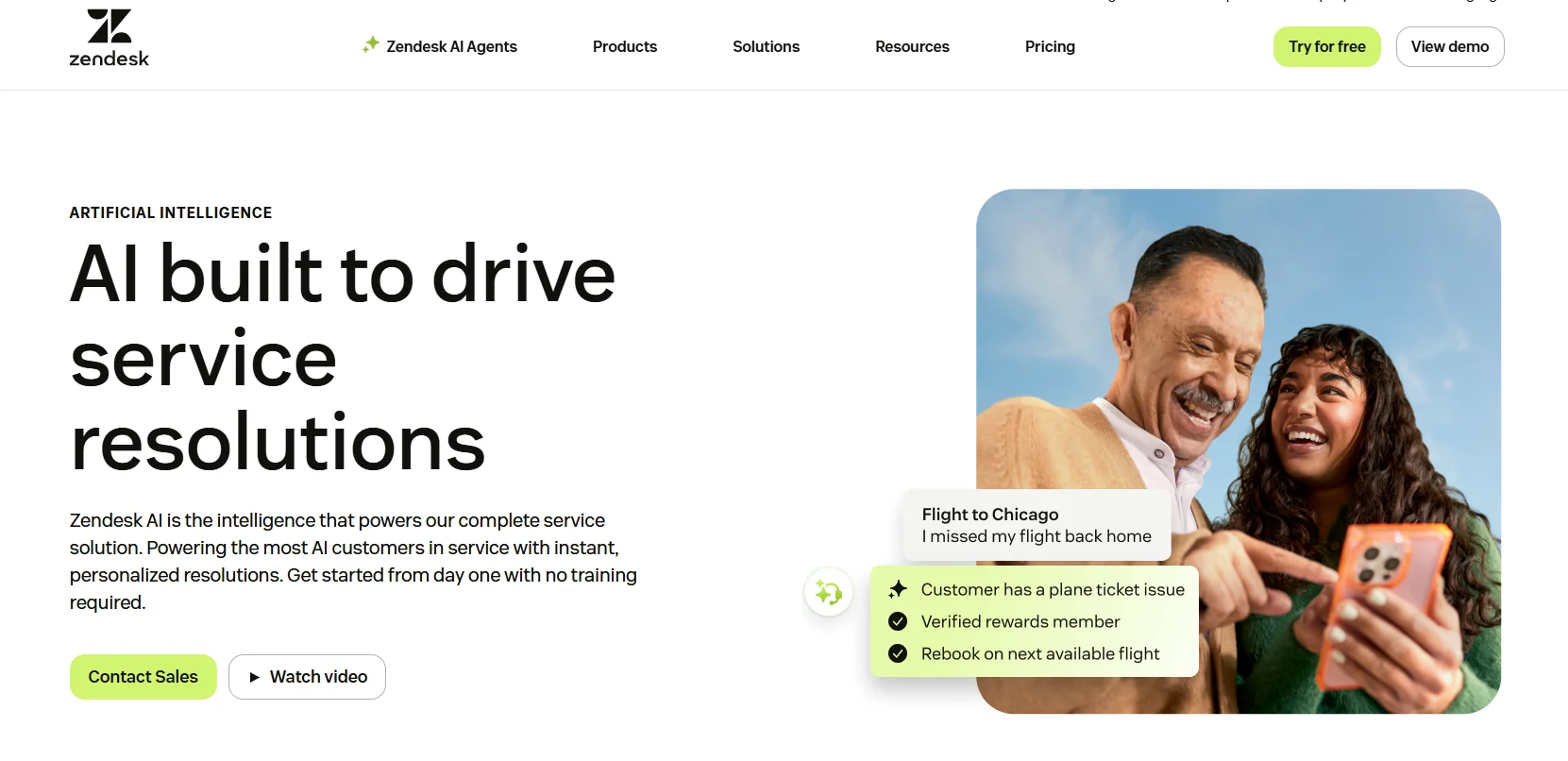 Zendesk AI service dashboard with omnichannel agent workspace, ticket routing, and knowledge base tools