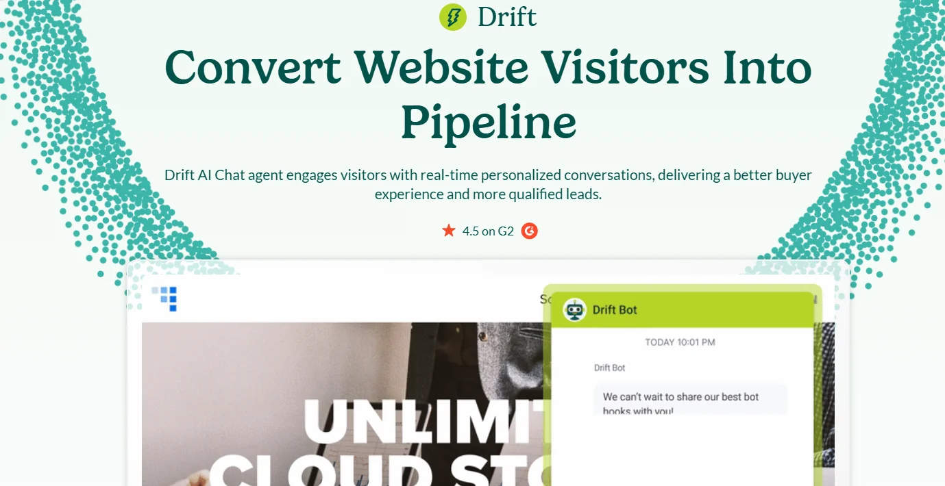 Drift sales chat platform with lead qualification, meeting booking, and buyer routing for B2B revenue teams