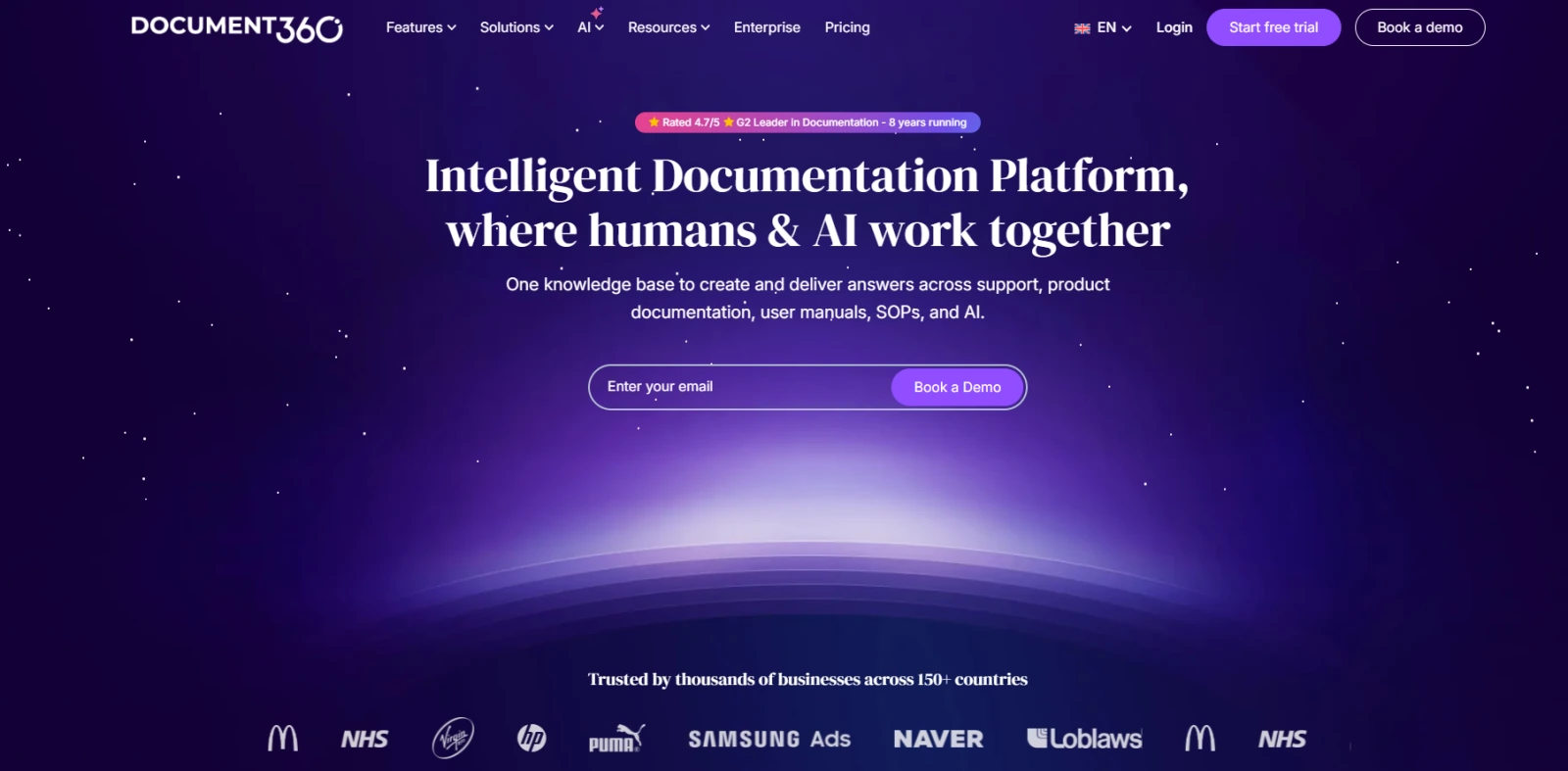 Document360 product documentation and help center interface