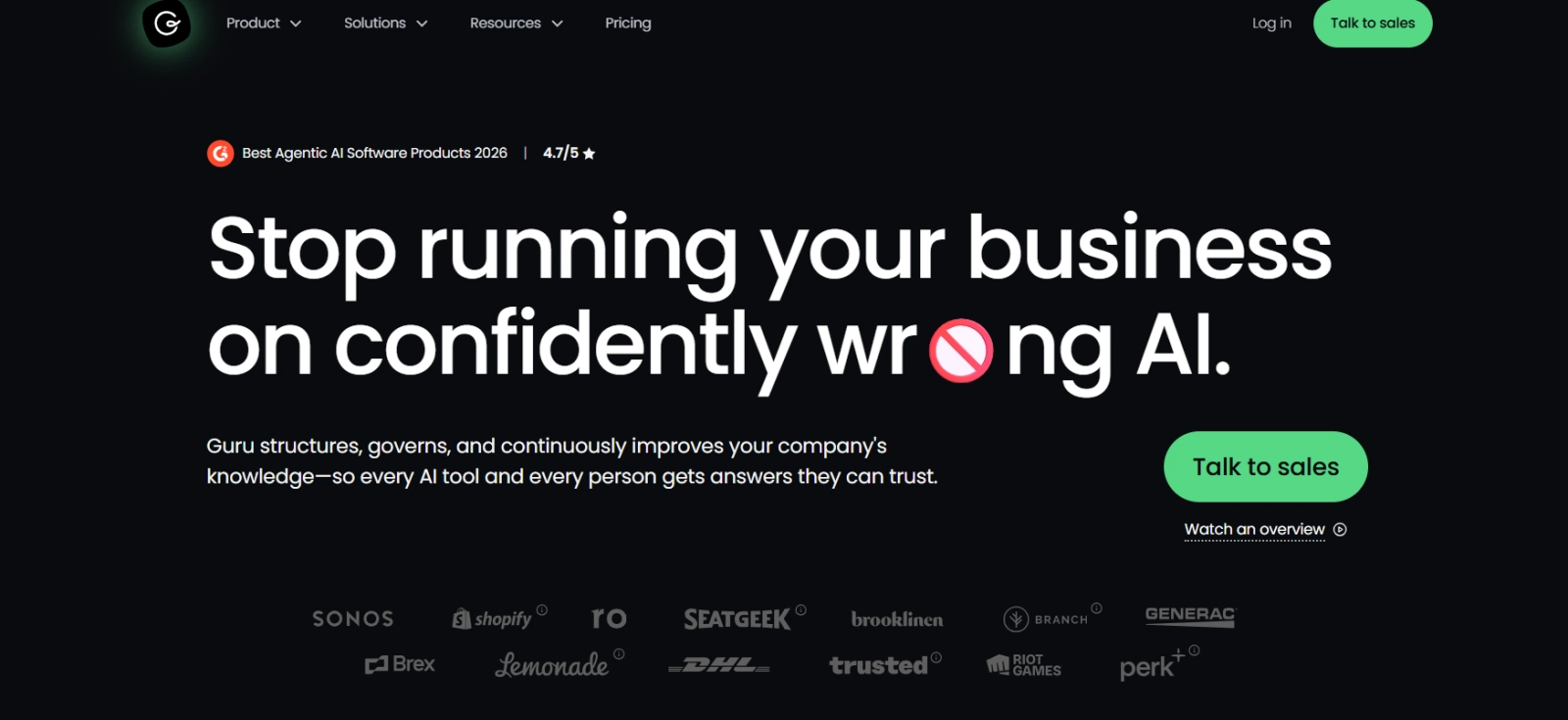 Guru AI-powered knowledge cards inside Slack and other work tools