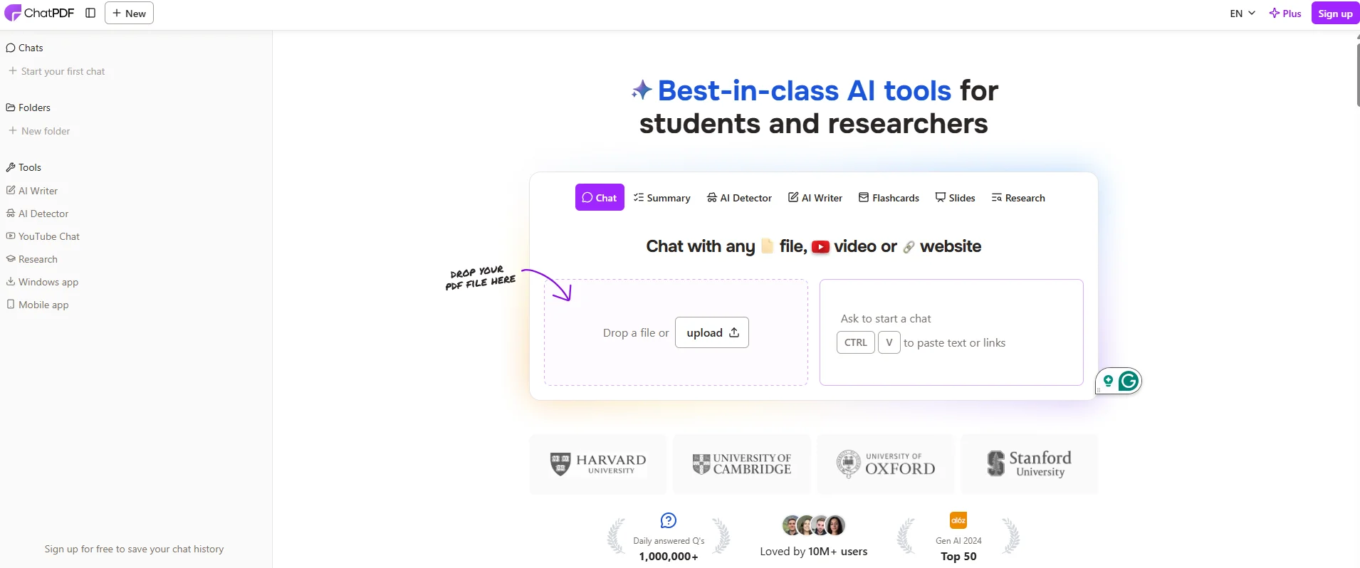 ChatPDF API interface and source ID flow