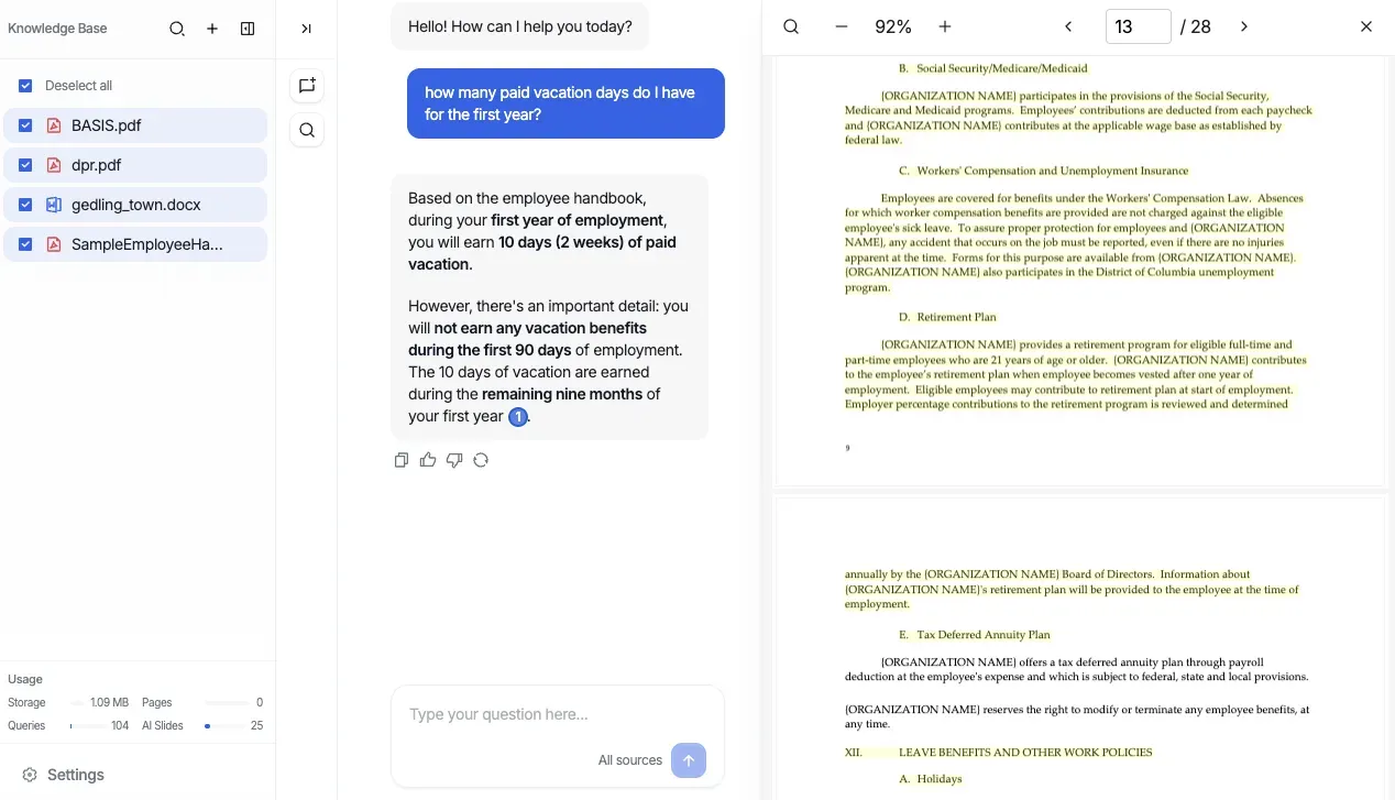 Source citations in public sector chatbot