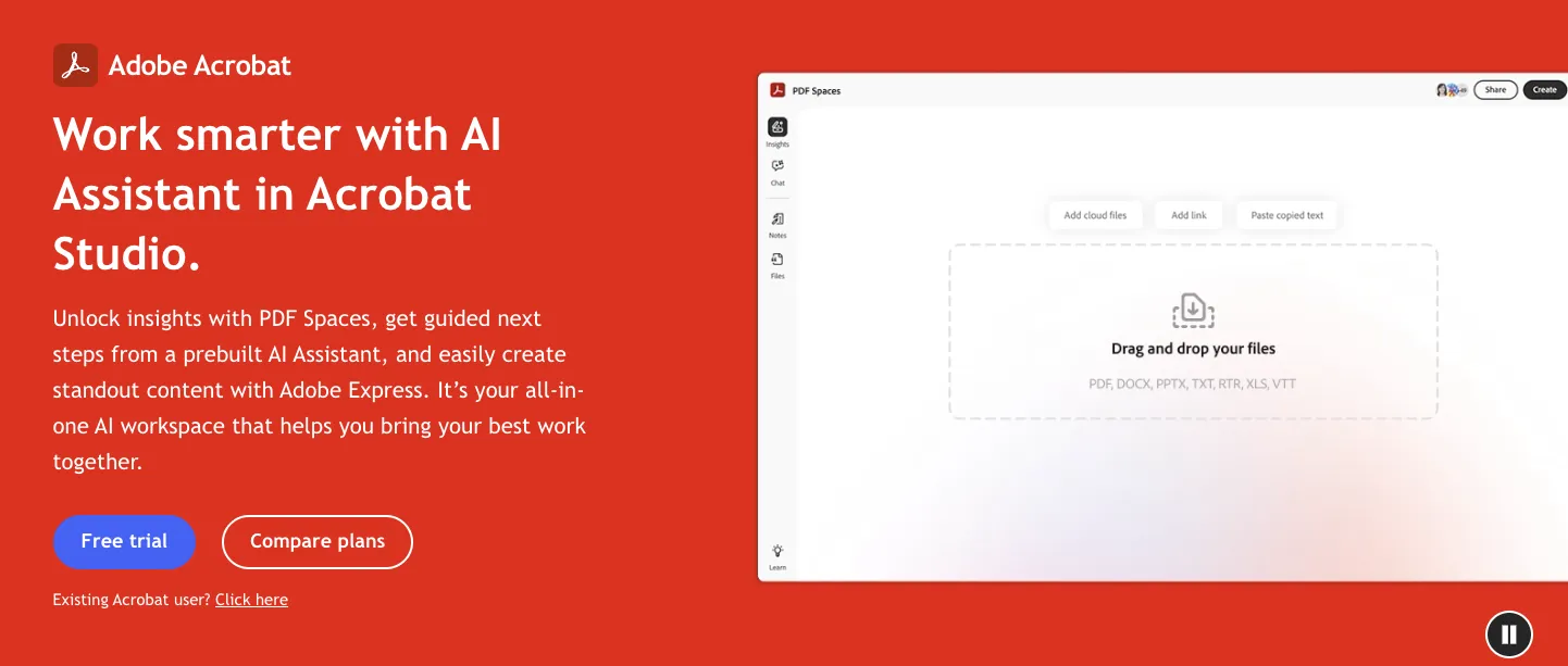 Adobe Acrobat AI - Native ChatPDF Alternative