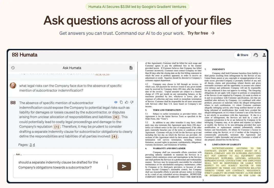 Humata AI team document analysis