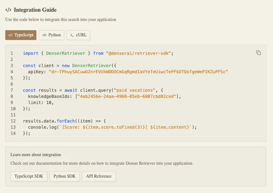 Denser Retriever API Usage