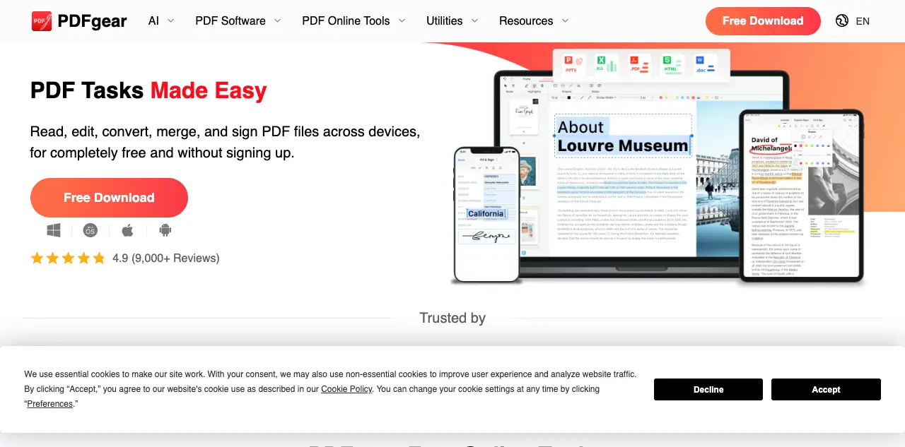 PDFgear free offline AI PDF reader
