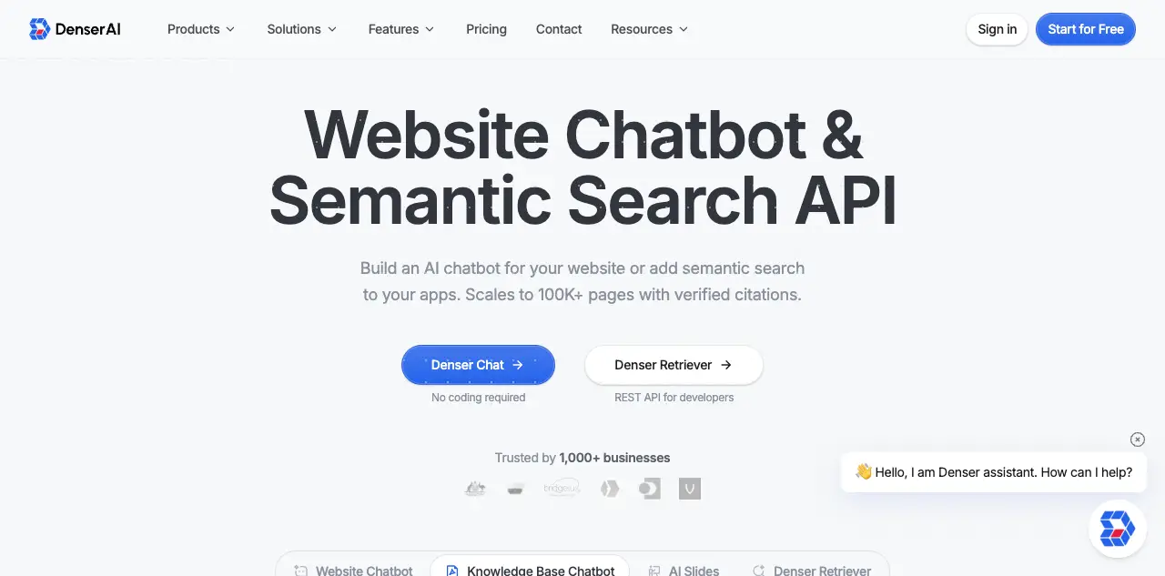 Denser.ai free chatbot platform