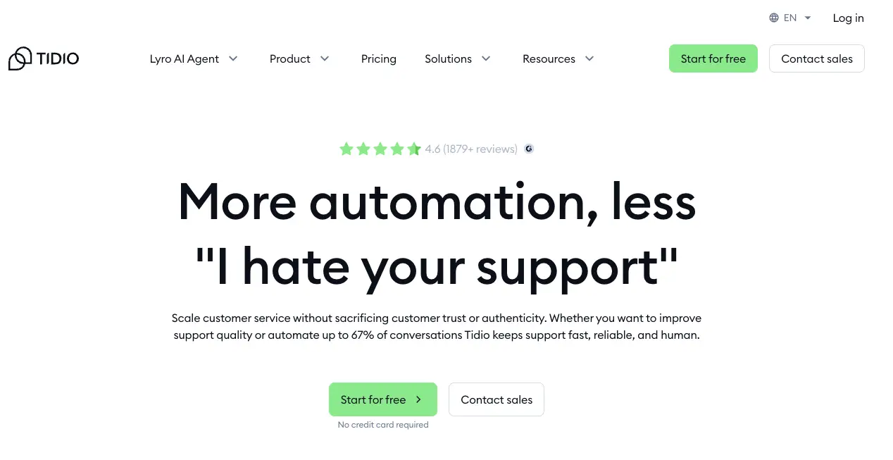 Tidio free chatbot for e-commerce