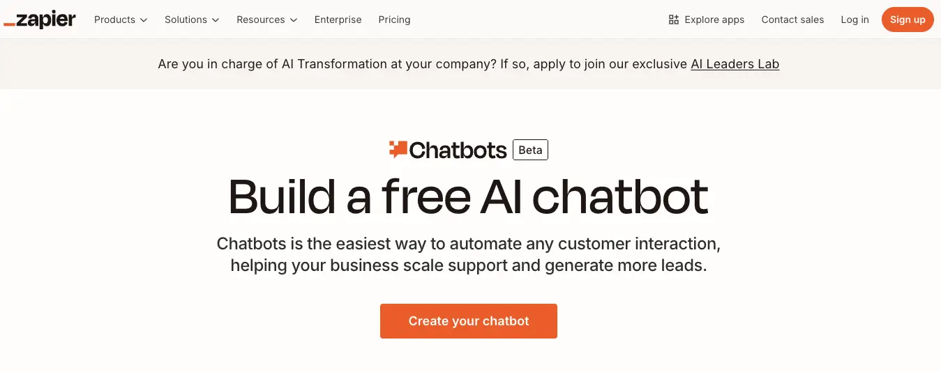 Zapier Chatbots interface