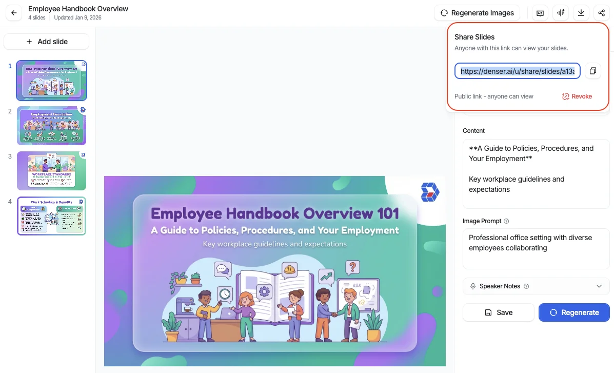 Sharing slides with coworkers