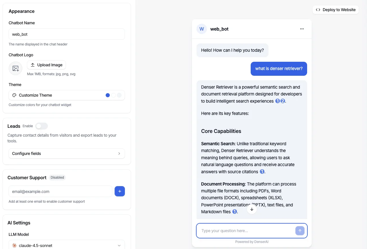 Customize your chatbot appearance and test responses