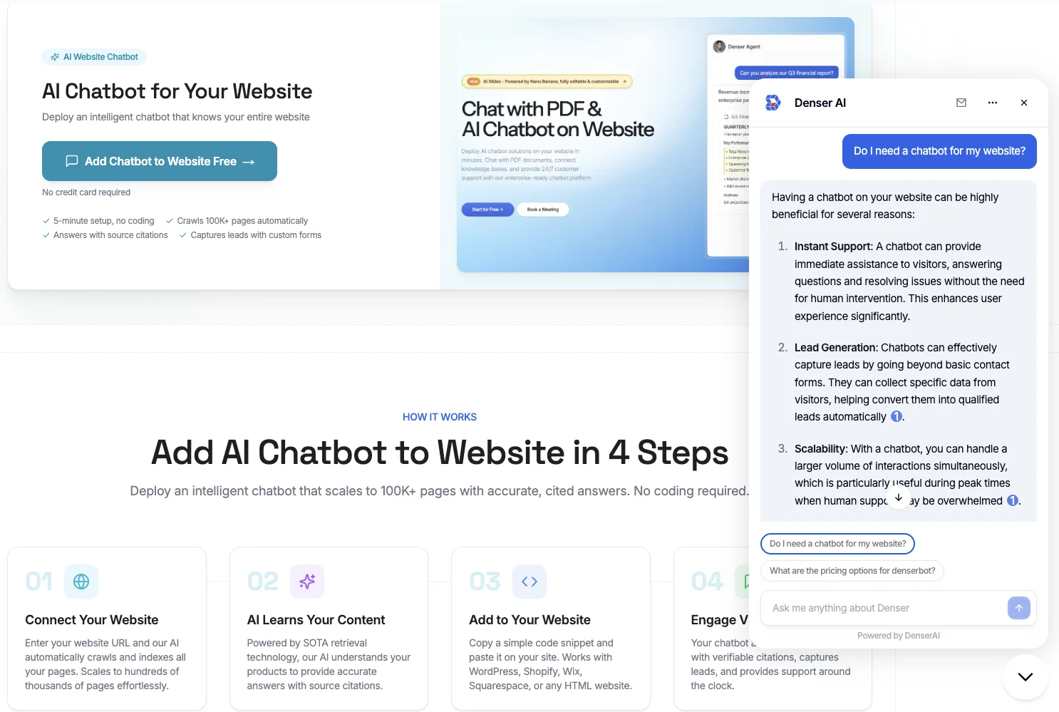 Deploy your chatbot with a simple embed code