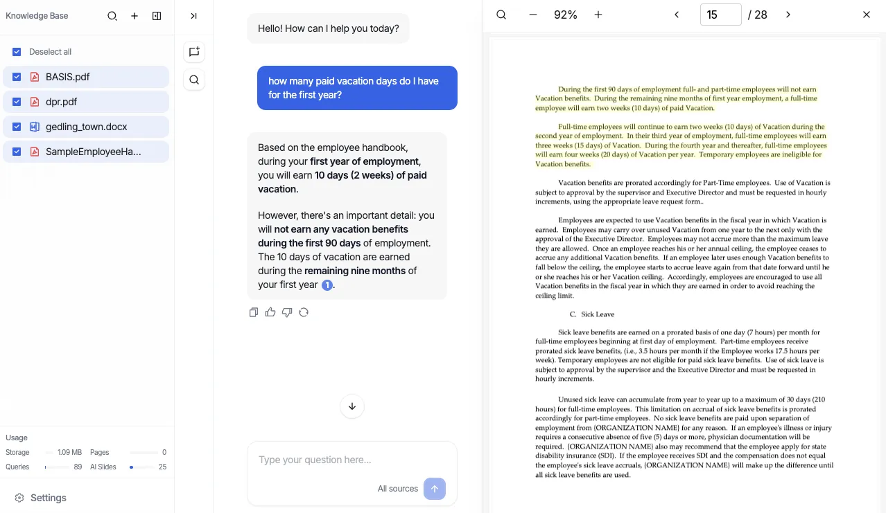 Denser AI knowledge base chatbot