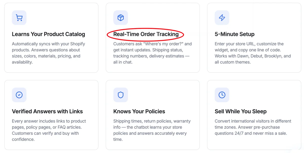 Denser AI features highlighting real-time order tracking capability