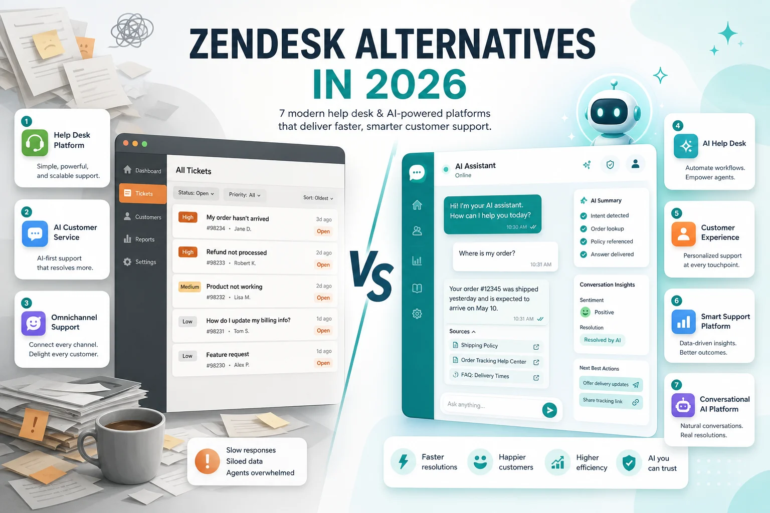 Zendesk Alternatives in 2026: 7 AI Chatbots That Actually Replace It
