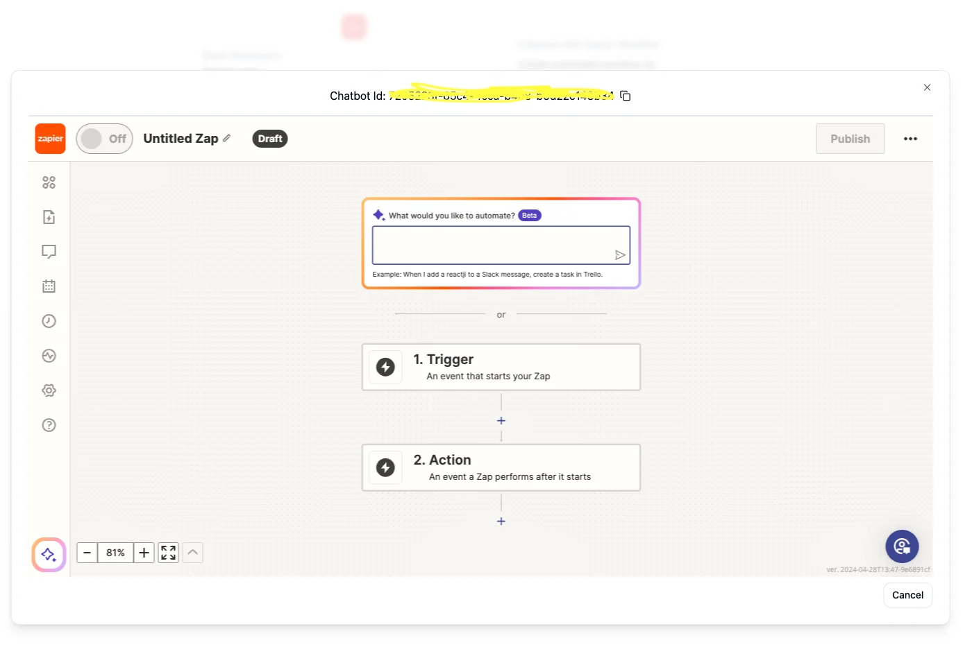 Embedded Zapier editor