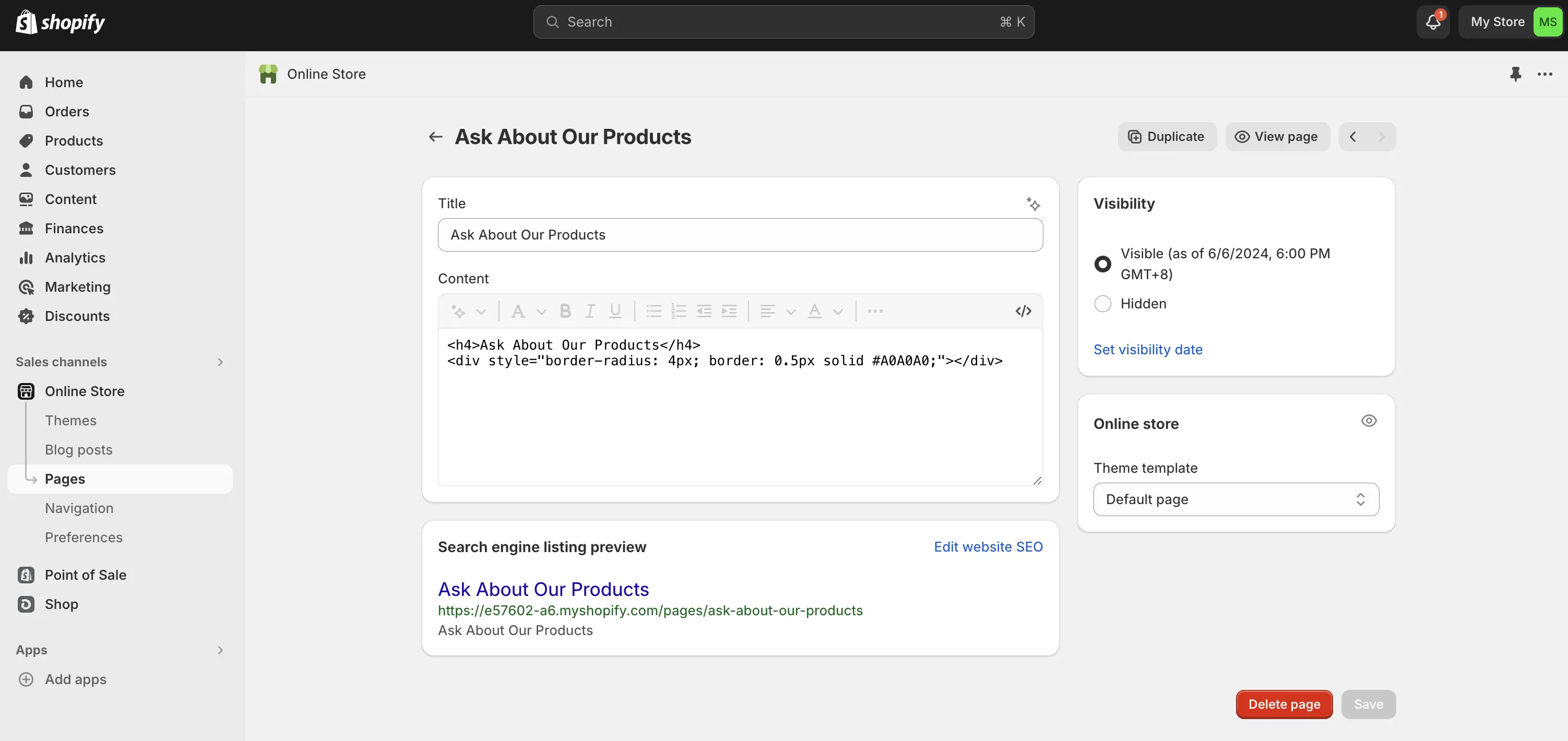 Shopify HTML Editor
