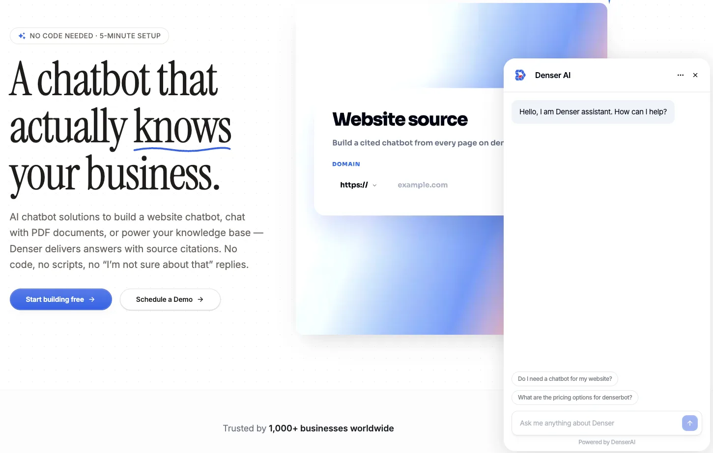Website chatbot embedded as a widget on a live site