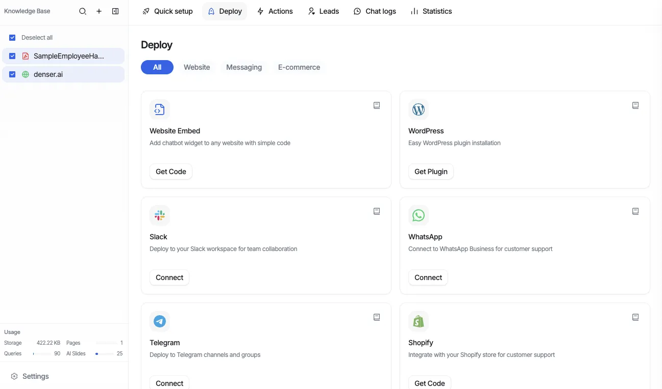 Deploy chatbot to your website